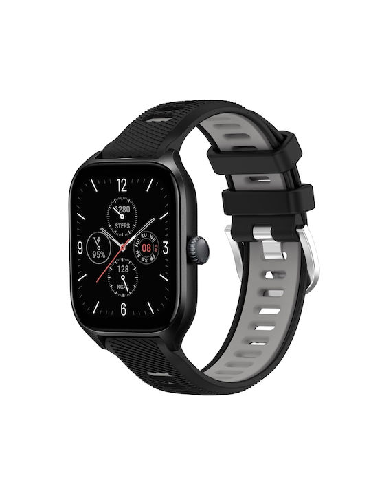 Texture Two Color Λουράκι Σιλικόνης Black Grey (Amazfit GTS 4)