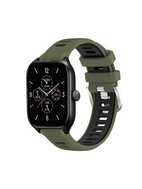 Texture Two Color Armband Silikon Army Green Black (Amazfit GTS 4)