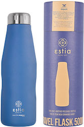 Estia Travel Flask Save Aegean Recyclable Bottle Thermos Stainless Steel BPA Free Denim Blue 500ml
