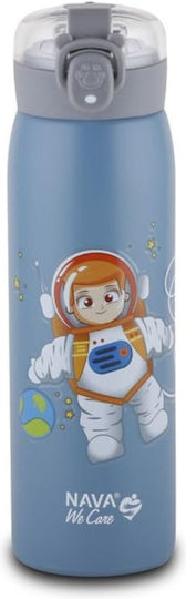 Nava Bottle Thermos Stainless Steel 500ml Blue with Straw