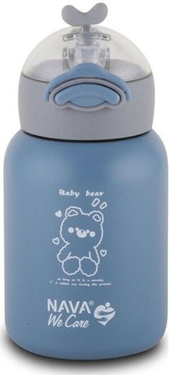 Nava Bottle Thermos Stainless Steel 350ml Blue with Straw