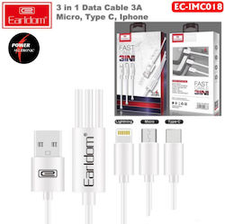 Earldom USB to Lightning / Type-C / micro USB Cable 1.2m EC-IMC018