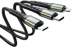 Jellico B11 Braided USB to Lightning / Type-C / micro USB 1m Cable (34.912.1048) Jellico B11 Braided USB to Lightning / Type-C / micro USB 1m Cable (34.912.1048)