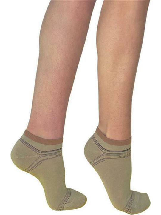 Inizio Damen Socken Beige/Brown 1Pack