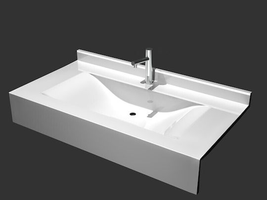 Sanitec Wave Single 701 Countertop Sink Porcelain 151cmcm White