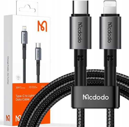 Mcdodo Плетена USB-C към Lightning кабел 36W Черен 2м (CA-2851)