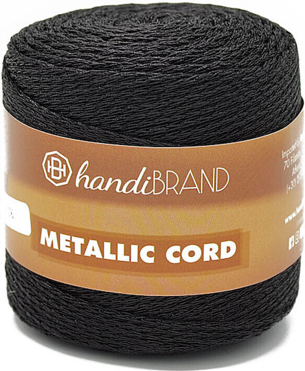 Handibrand Strickgarn für Taschen Metallisch Baumwolle Schwarz 200gr