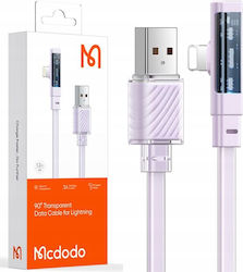 Mcdodo Winkel (90°) / Flach USB-A zu Lightning Kabel 36W Lila 2m (CA-3414)
