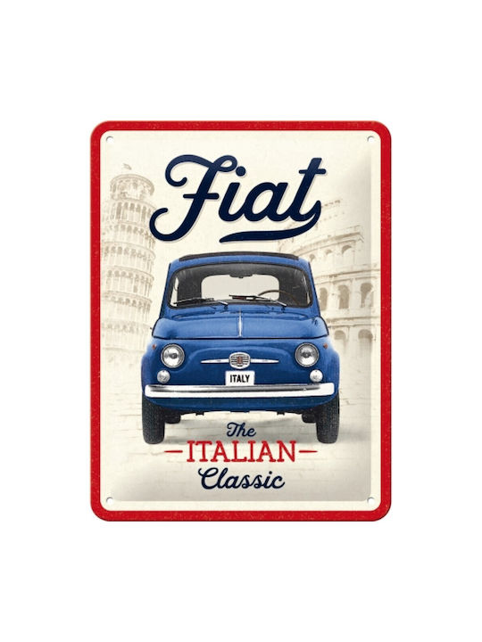 Nostalgic Art 3D Wall Decor Sign Fiat 500 The Italian Classic Handmade Made of Metal 20x15cm