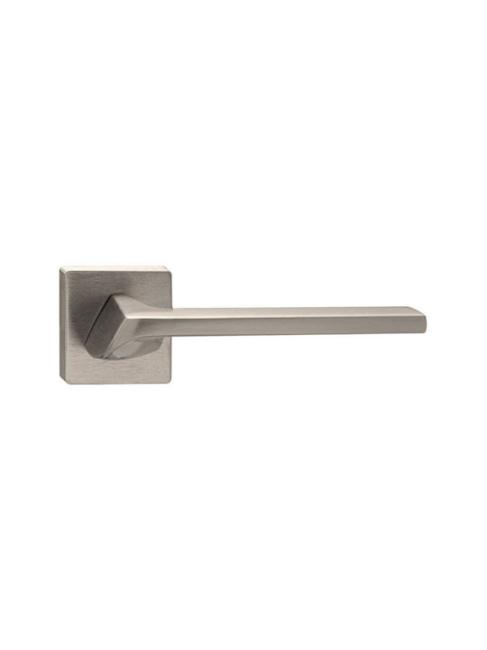 Viometale Middle Door Matte Lever with Rosette for Left Placement Νίκελ Ματ 06.1190