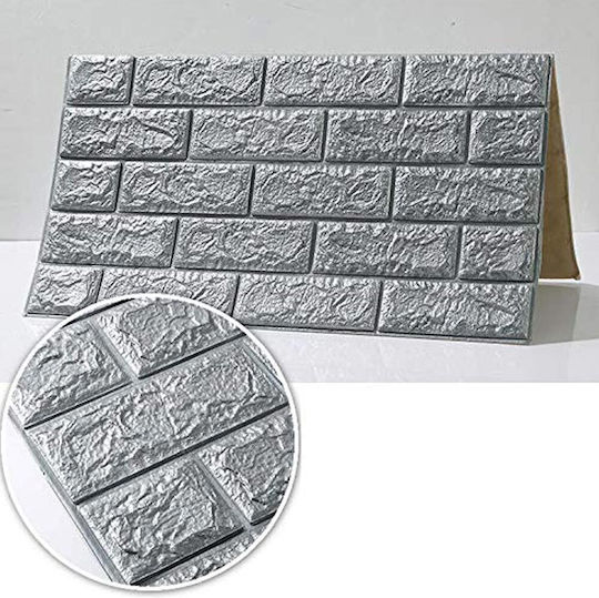 3D Πάνελ Τοίχου Αυτοκόλλητο Γκρι 77x70εκ.