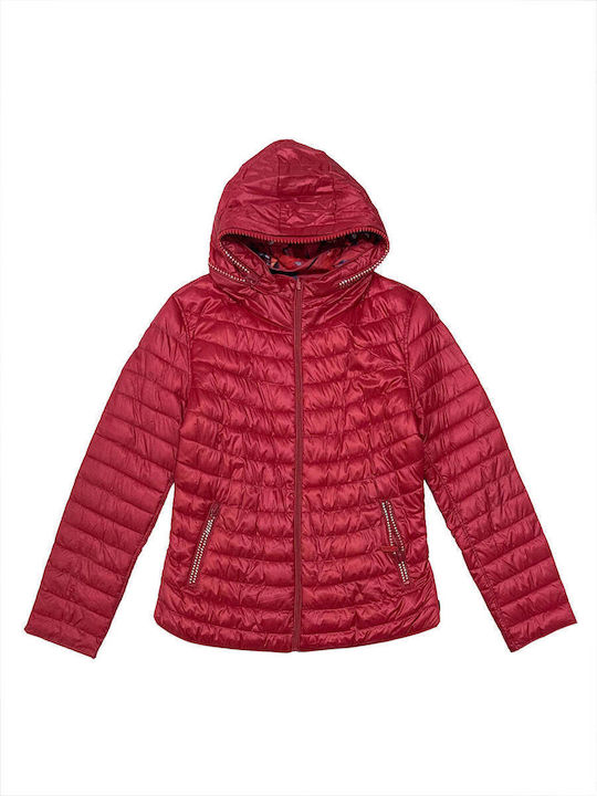 Scurtă Jachetă de femei Puffer Reversibilă Red