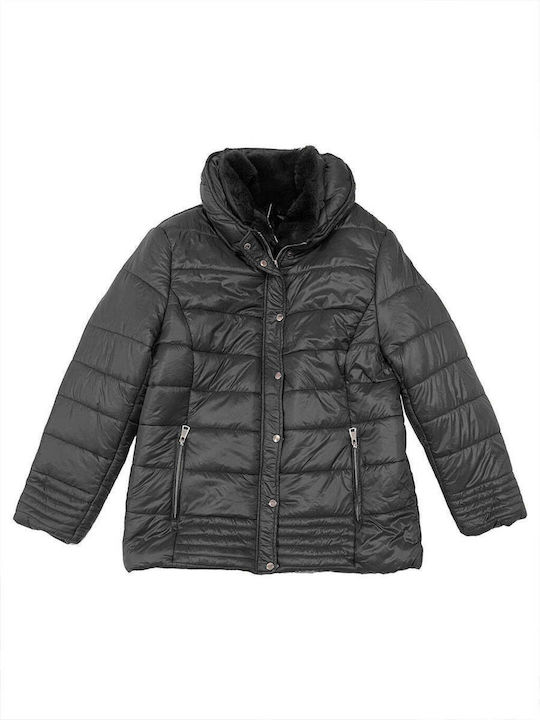 Women's Short Puffer Jacket for Winter Black