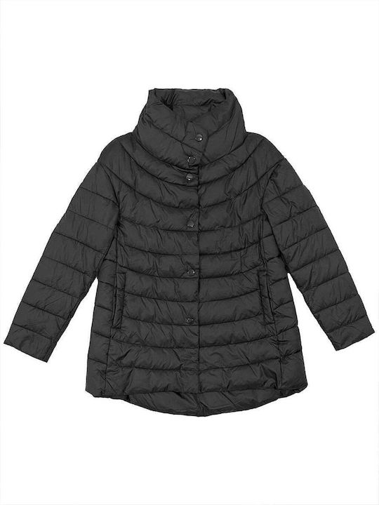 Ustyle Lungă Jachetă de femei Puffer Black