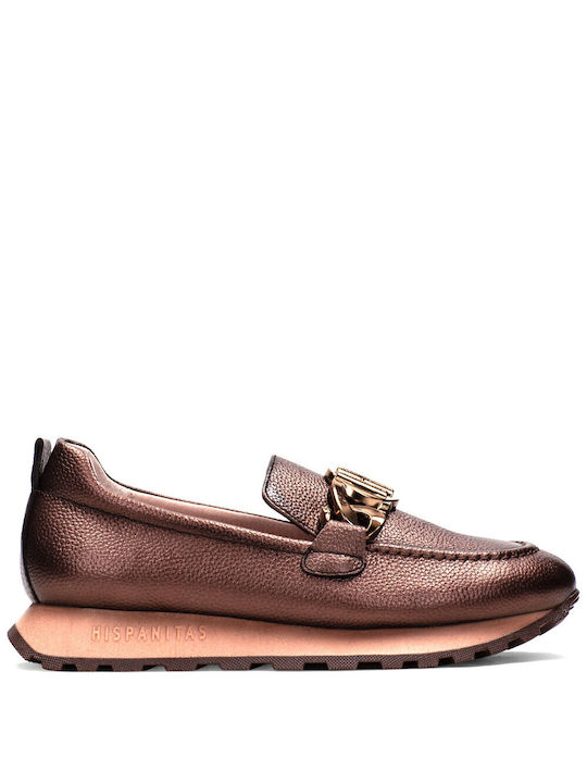 Hispanitas Leder Damen Loafers Bronze