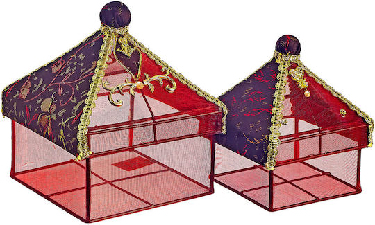 JK Home Decoration Υφασμάτινο Χριστουγεννιάτικο Κουτί για Δώρο Πολύχρωμο 2τμχ