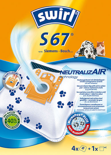 Swirl S 67 Neutralizair Торби за прахосмукачка 4бр Съвместима с прахосмукачка Siemens / Bosch