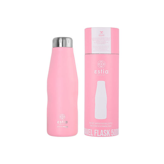 Estia Travel Flask Save Aegean Recyclable Bottle Thermos Stainless Steel BPA Free 500ml Blossom Rose