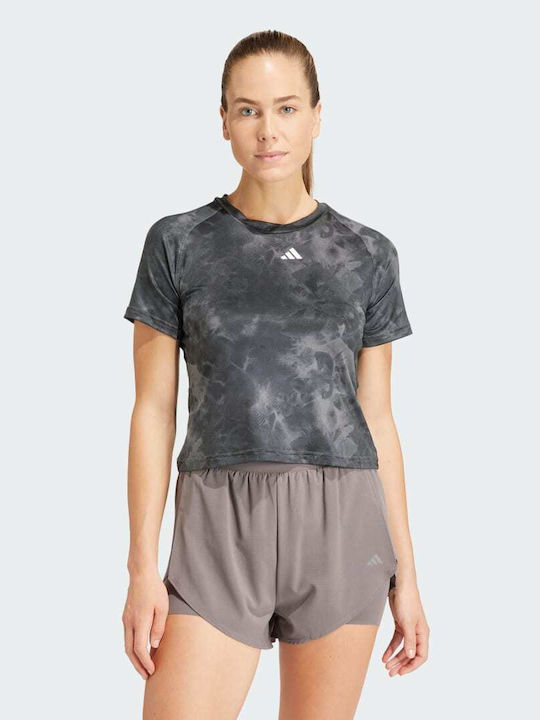 Adidas Essentials Aop Damen Sport T-Shirt Blumen Gray