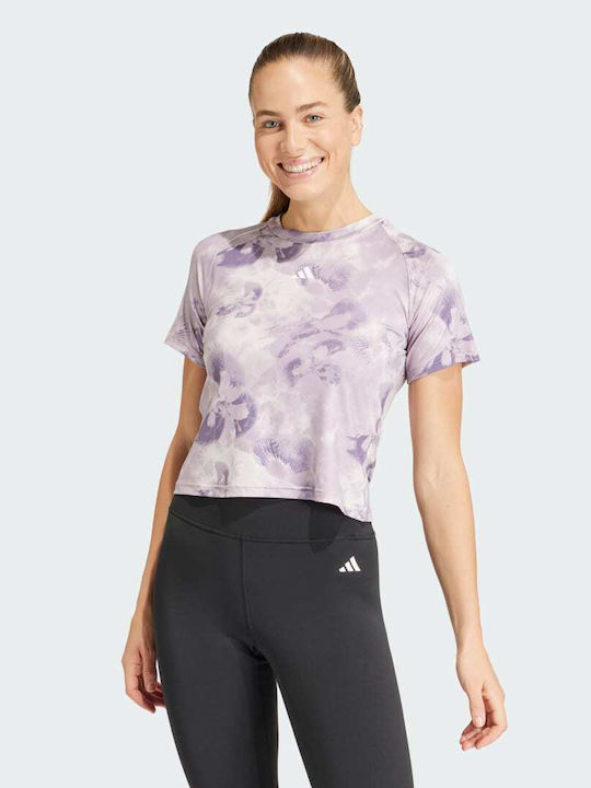 Adidas Essentials Aop Women's Athletic T-shirt Floral Purple