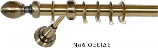 Import Hellas Μεταλλικό Κουρτινόξυλο No6 Διπλό με Σιδηρόδρομο Φ25mm 120εκ. Οξειδέ
