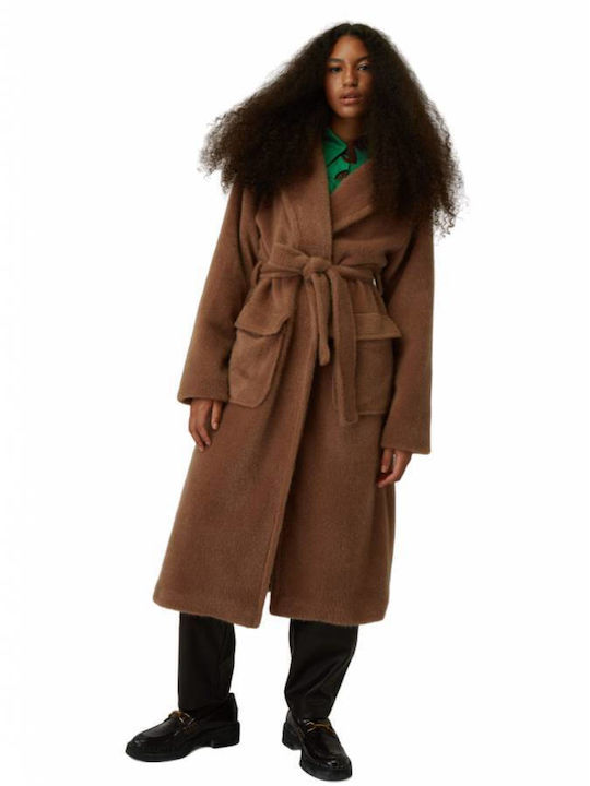 Dolce Domenica Women's Midi Coat Brown