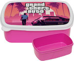 Gta (grand Theft Auto) Kids Lunch Thermal Plastic Box Pink L18xW13xH6cm