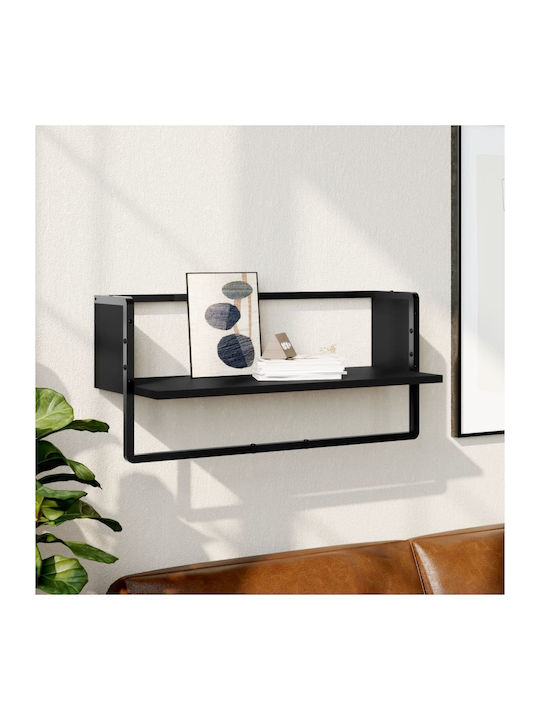 Shelf Wall 65x25x30cm Black Velvet-Black Metal