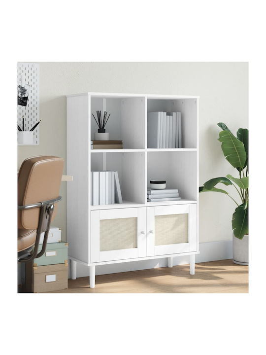 Bookcase White/Black Ratan 90x35x130cm