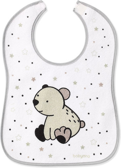 Babyono Waterproof Bib from 100% Cotton with Hoop & Loop Fastener Grey, Teddy Bear for 9 m+