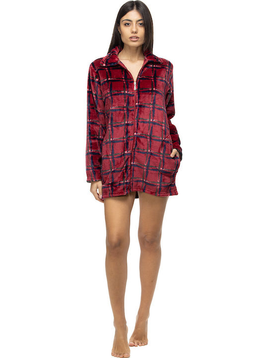 Koyote Winter Damen Samt Robe Plaid print.