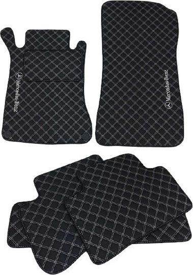3Lines Set of Front and Rear Mats 5pcs for Mercedes-Benz C Class (W203) Black / White