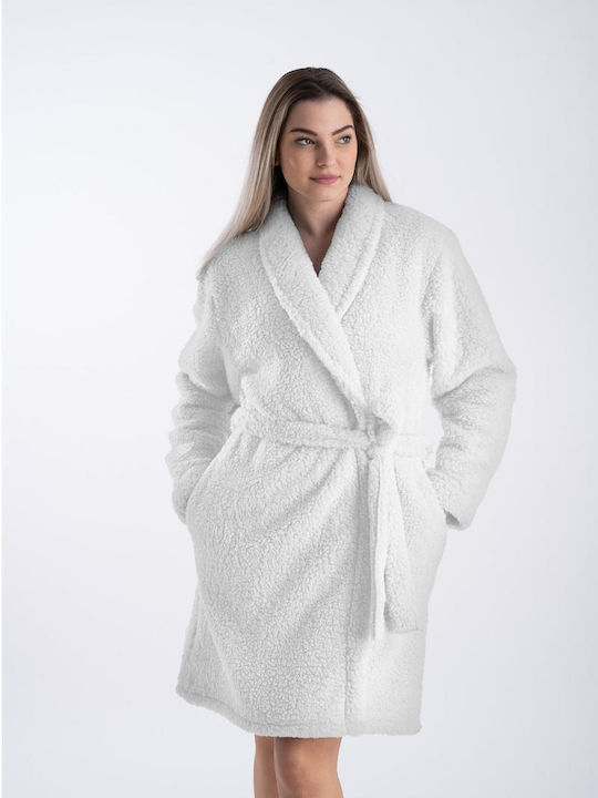 Relax Lingerie De iarnă Pentru Femei Fleece Halat White