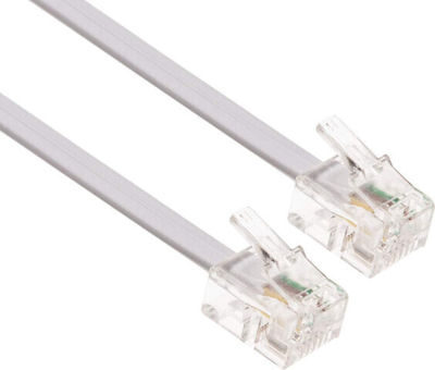 Powertech Flat Телефонен кабел RJ11 6P4C 10м White (CAB-T006)