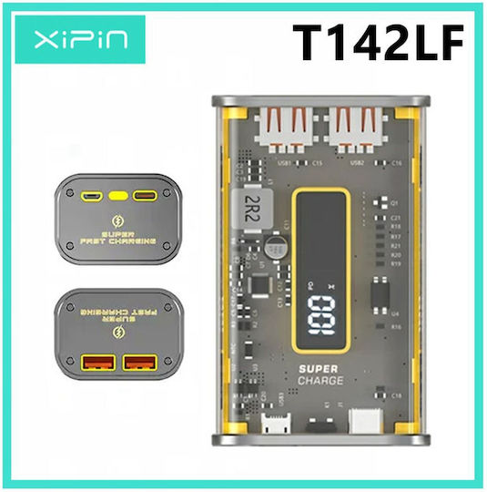 Xipin Power Bank 10000mAh 22.5W cu 2 Porturi USB-A Transparent