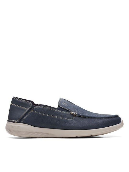 Clarks Men's Leather Moccasins Blue