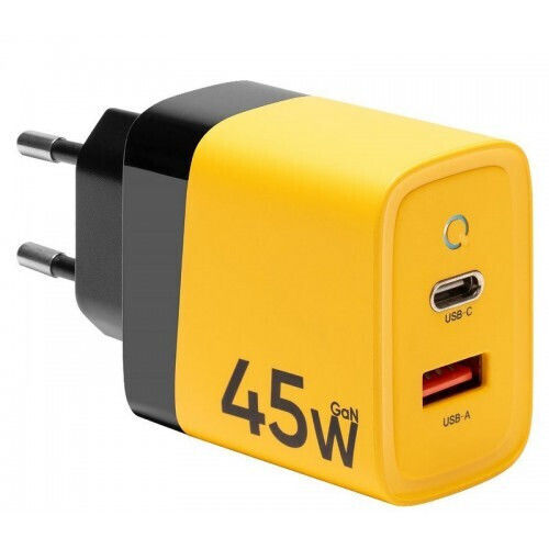 Tactical Φορτιστής Χωρίς Καλώδιο GaN με Θύρα USB-A και Θύρα USB-C 45W Power Delivery / Quick Charge 3.0 Κίτρινος (Microgrid GaN)