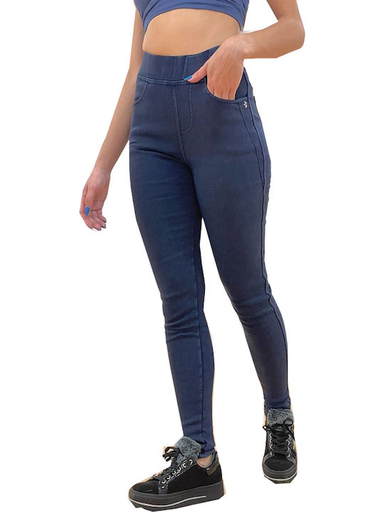 Training Γυναικείο Cropped Κολάν με Fleece Επένδυση Denim