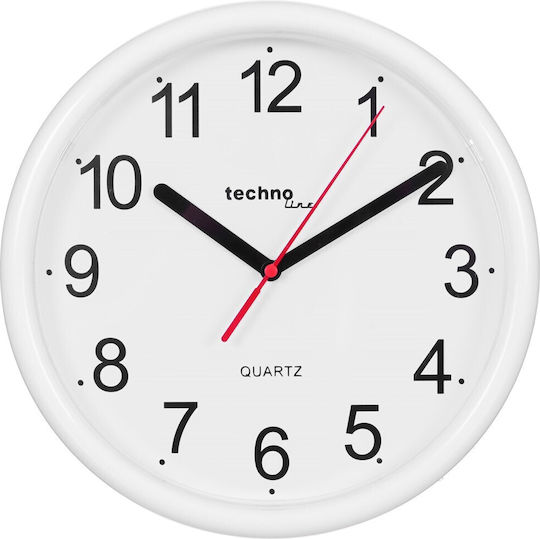 Technoline Wt-600 Wanduhr Kunststoff Weiß Ø26cm