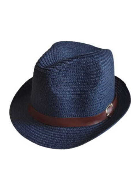Summertiempo Frauen Rattangeflecht Hut Fedora Braun