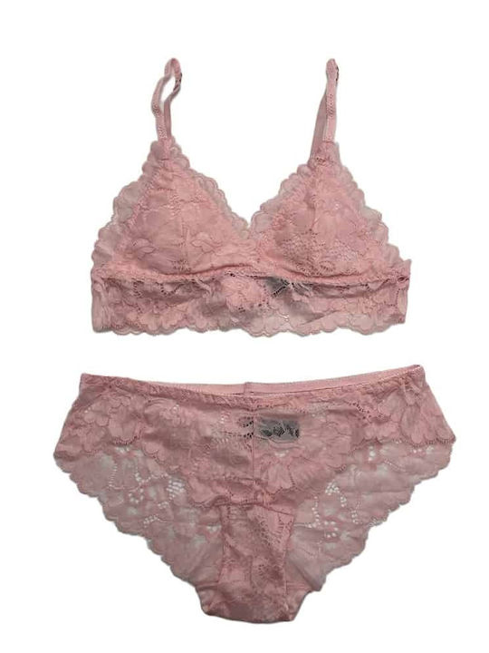 Heat Underwear Lace Underwear Set with Bra & Sl...