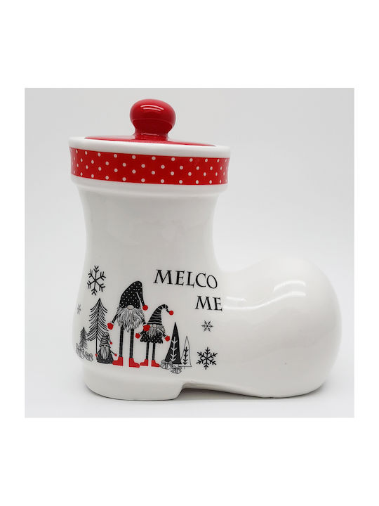 Marva Christmas Cookie Jar Ceramic Red 1pcs