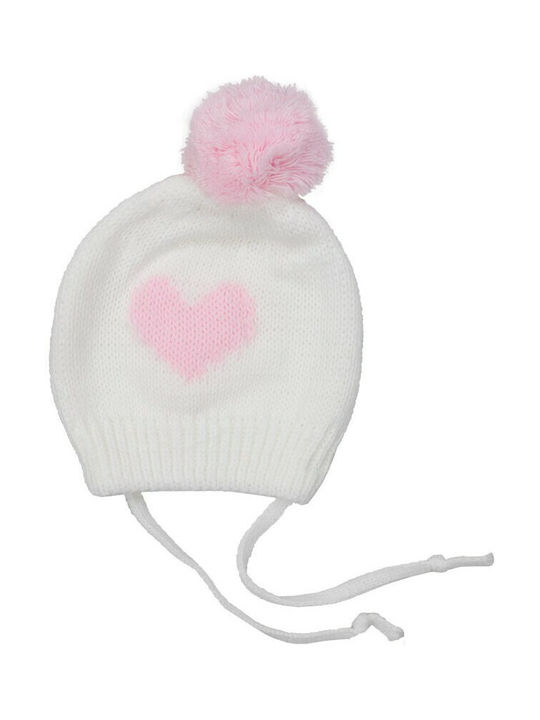 Recos Kids Beanie Knitted White for Newborn