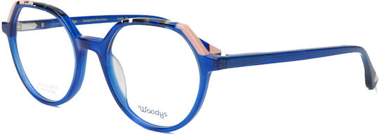 Woodys Barcelona Women's Acetate Prescription Eyeglass Frame Blue 230507