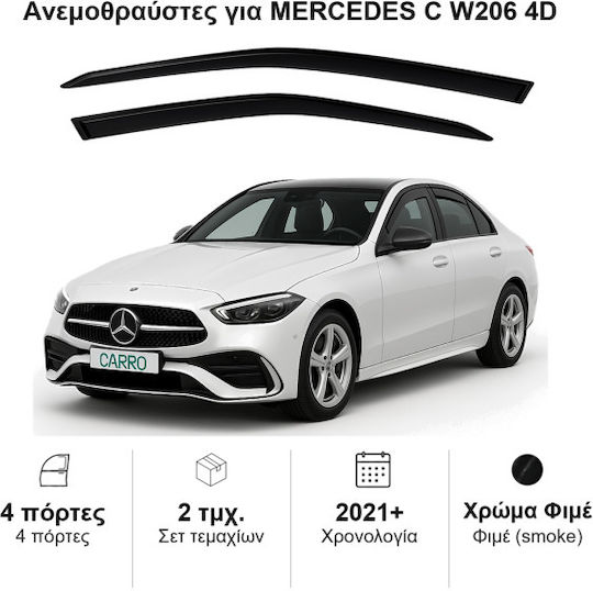 Heko Set of Windbreakers Front Car Dark Fime for Mercedes-Benz C Class W206 4D 2021 2pcs