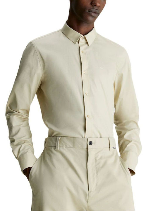 Calvin Klein Long-sleeved Cotton Shirt Beige