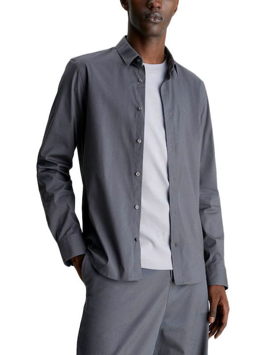 Calvin Klein Long-sleeved Cotton Shirt Gray