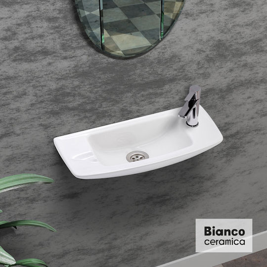 Bianco Ceramica Aufgesetztes Waschbecken Porzellan 45.5x20.5x9.5cm White