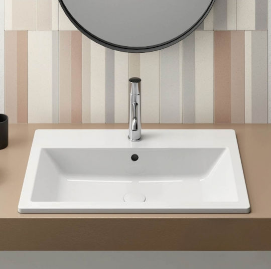 GSI Kube-x Aufgesetztes Waschbecken Porzellan 70x46x13cm Weiß