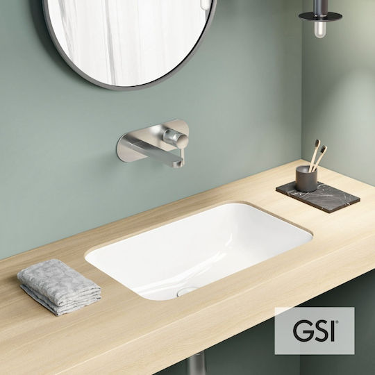 GSI Pura Επικαθήμενος Νιπτήρας Πορσελάνης 50x35x15cm Λευκός